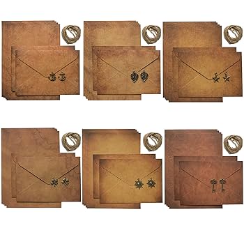 Amazon | 封筒 レターセット 手紙 クラフト用紙 アンティーク調